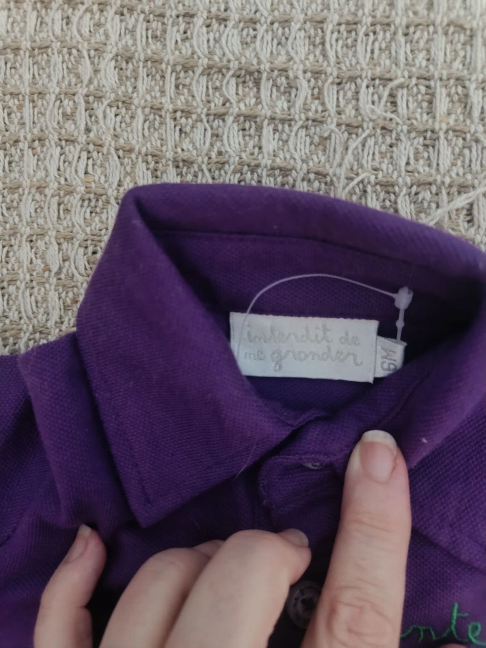 💜 PURPLE COTTON BABY POLO - INTERDIT DE ME GRONDER (6 MONTHS) 💜 – photo 2